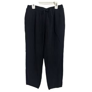 Olivaceous Black Gauzy Cotton Crop Pull On Pants Medium Beachy Coastal Casual